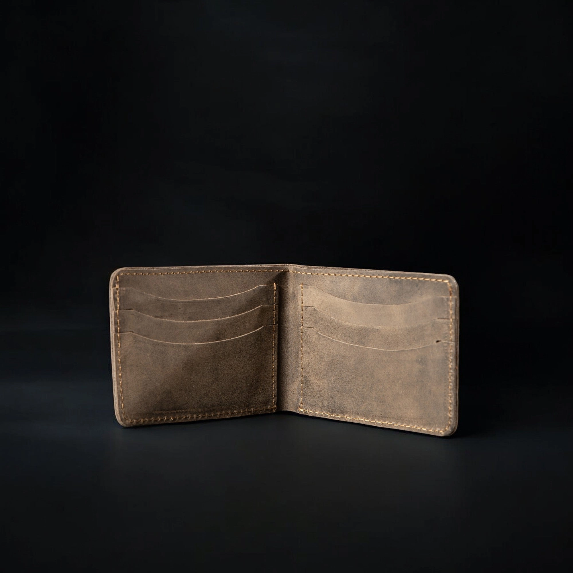 Black Dollar Size Full-Grain Leather Wallet