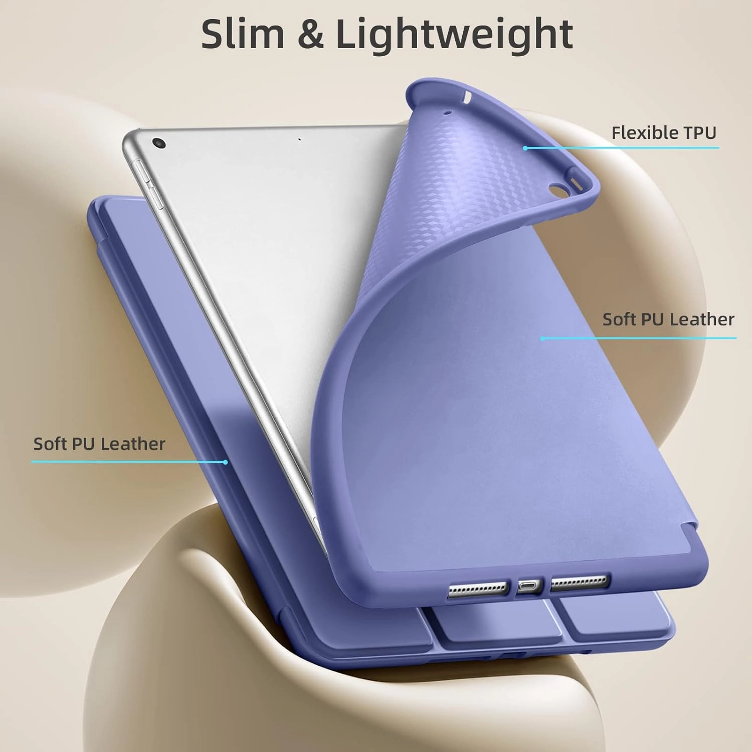 Funbiz Apple iPad 9th 8th 7th Gen 10.2" Case Cover with Pencil Holder, Purple