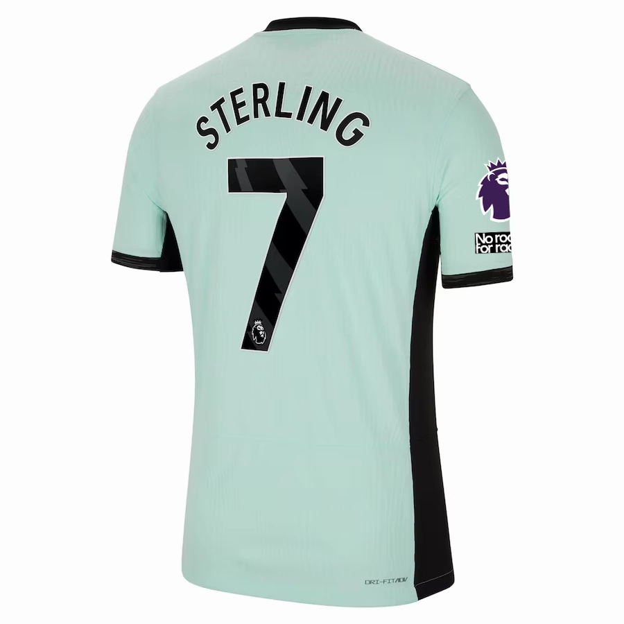 Nike Chelsea Authentic Raheem Sterling Match Vaporknit Third Jersey w/ EPL   No Room For Racism Patches 23/24 (Mint Foam/Black)