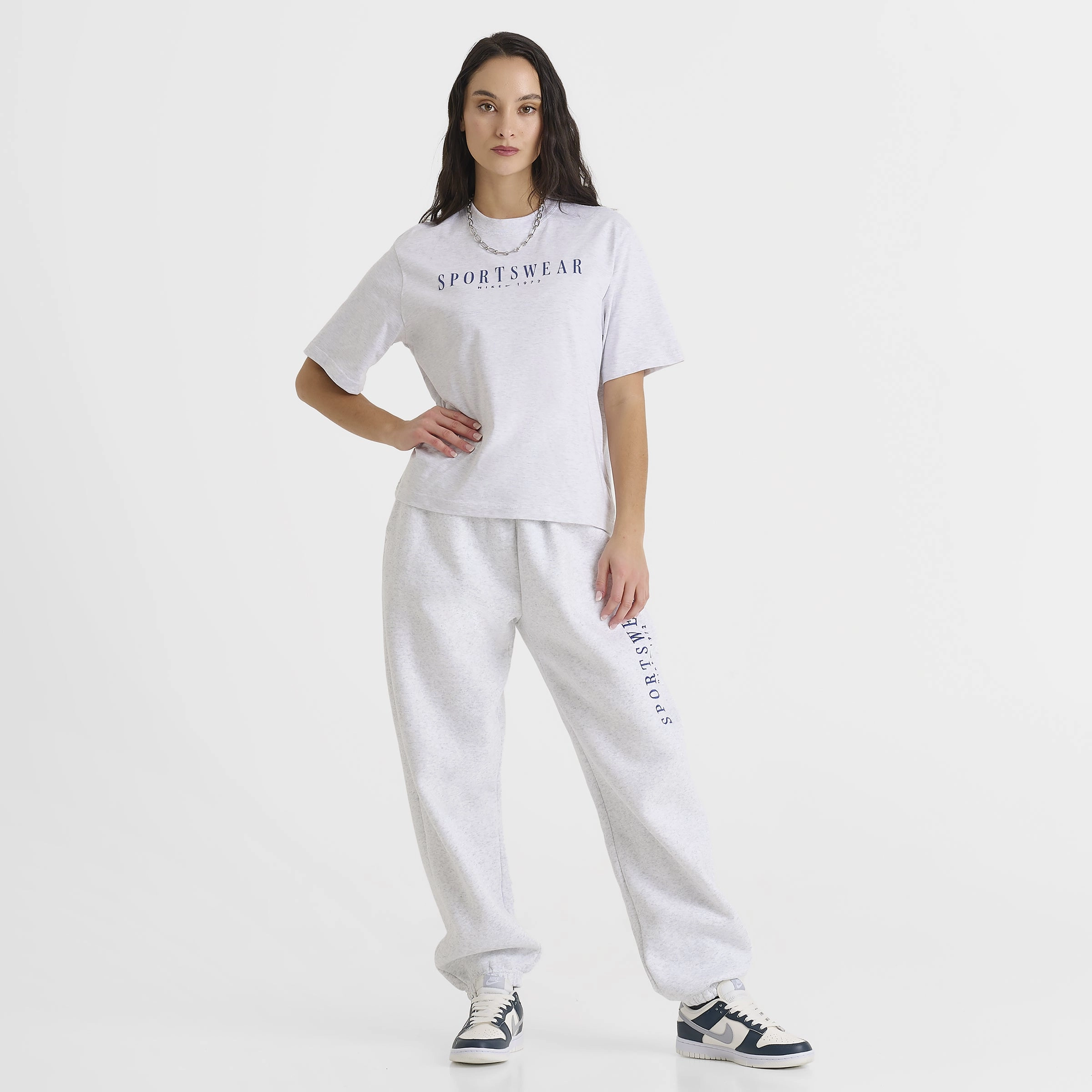 Nike Sportswear Women's Boxy Graphic T-Shirt Birch Heather / Deep Royal Blue